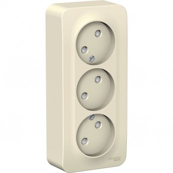 Трёхместная розетка SCHNEIDER ELECTRIC BLANCA без заземления, со шторками, с изолирующей пластиной, 16А, 250В, МОЛОЧНЫЙ