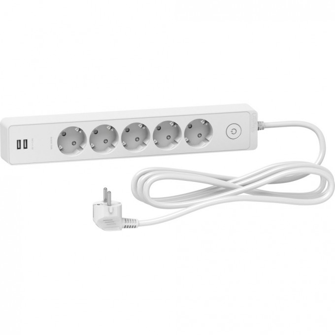 Удлинитель SCHNEIDER ELECTRIC UNICA EXTEND 5 розеток 2К+З, кабель 3м, 2 USB, белый ST945U3W Удлинитель SCHNEIDER ELECTRIC UNICA EXTEND 5 розеток 2К+З, кабель 3м, 2 USB, белый ST945U3W