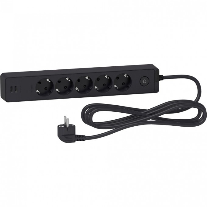 Удлинитель SCHNEIDER ELECTRIC UNICA EXTEND 5 розеток 2К+З, кабель 3м, 2 USB, ЧЁРНЫЙ ST945U3B Удлинитель SCHNEIDER ELECTRIC UNICA EXTEND 5 розеток 2К+З, кабель 3м, 2 USB, ЧЁРНЫЙ ST945U3B