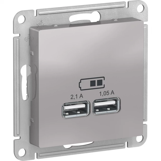 USB розетка SCHNEIDER ELECTRIC ATLASDESIGN 2х5В/1,05 А, механизм, АЛЮМИНИЙ ATN000333 USB розетка SCHNEIDER ELECTRIC ATLASDESIGN 2х5В/1,05 А, механизм, АЛЮМИНИЙ ATN000333