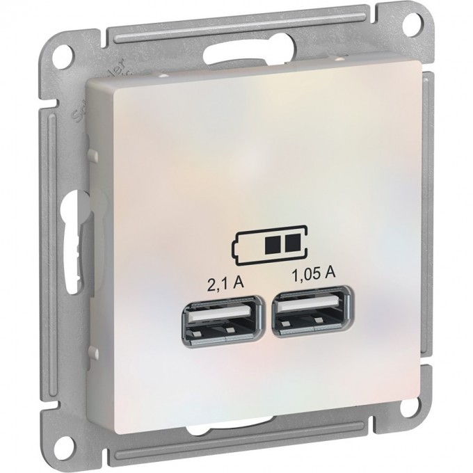 USB розетка SCHNEIDER ELECTRIC ATLASDESIGN 2х5В/1,05 А, механизм, ЖЕМЧУГ ATN000433 USB розетка SCHNEIDER ELECTRIC ATLASDESIGN 2х5В/1,05 А, механизм, ЖЕМЧУГ ATN000433