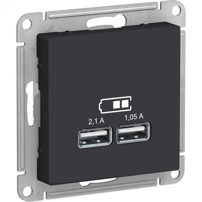 USB розетка SCHNEIDER ELECTRIC ATLASDESIGN 2х5В/1,05 А, механизм, КАРБОН ATN001033 USB розетка SCHNEIDER ELECTRIC ATLASDESIGN 2х5В/1,05 А, механизм, КАРБОН ATN001033