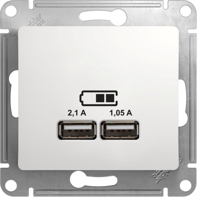 USB розетка SCHNEIDER ELECTRIC GLOSSA A+A, 5В/2,1 А, 2х5В/1,05 А, механизм, БЕЛЫЙ GSL000133 USB розетка SCHNEIDER ELECTRIC GLOSSA A+A, 5В/2,1 А, 2х5В/1,05 А, механизм, БЕЛЫЙ GSL000133