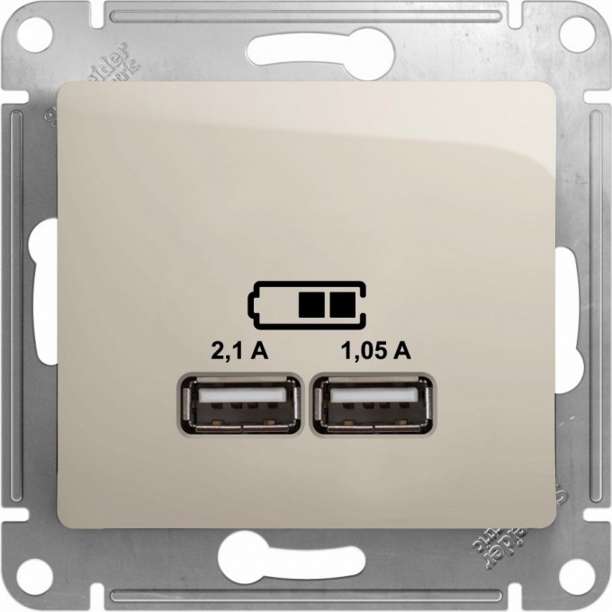 USB розетка SCHNEIDER ELECTRIC GLOSSA A+A, 5В/2,1 А, 2х5В/1,05 А, механизм, МОЛОЧНЫЙ GSL000933 USB розетка SCHNEIDER ELECTRIC GLOSSA A+A, 5В/2,1 А, 2х5В/1,05 А, механизм, МОЛОЧНЫЙ GSL000933