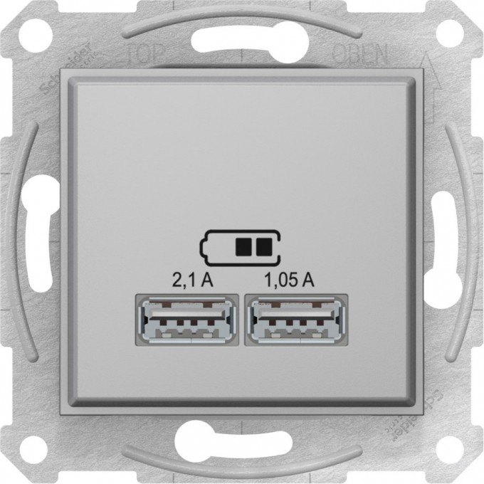 USB-розетка SCHNEIDER ELECTRIC SEDNA, 2,1А (2x1,05А), АЛЮМИНИЙ SDN2710260 USB-розетка SCHNEIDER ELECTRIC SEDNA, 2,1А (2x1,05А), АЛЮМИНИЙ SDN2710260
