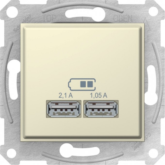 USB-розетка SCHNEIDER ELECTRIC SEDNA, 2,1А (2x1,05А), БЕЖЕВЫЙ SDN2710247 USB-розетка SCHNEIDER ELECTRIC SEDNA, 2,1А (2x1,05А), БЕЖЕВЫЙ SDN2710247