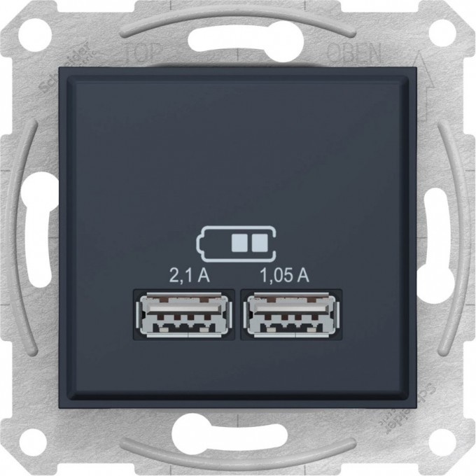 USB-розетка SCHNEIDER ELECTRIC SEDNA, 2,1А (2x1,05А), ГРАФИТ SDN2710270 USB-розетка SCHNEIDER ELECTRIC SEDNA, 2,1А (2x1,05А), ГРАФИТ SDN2710270