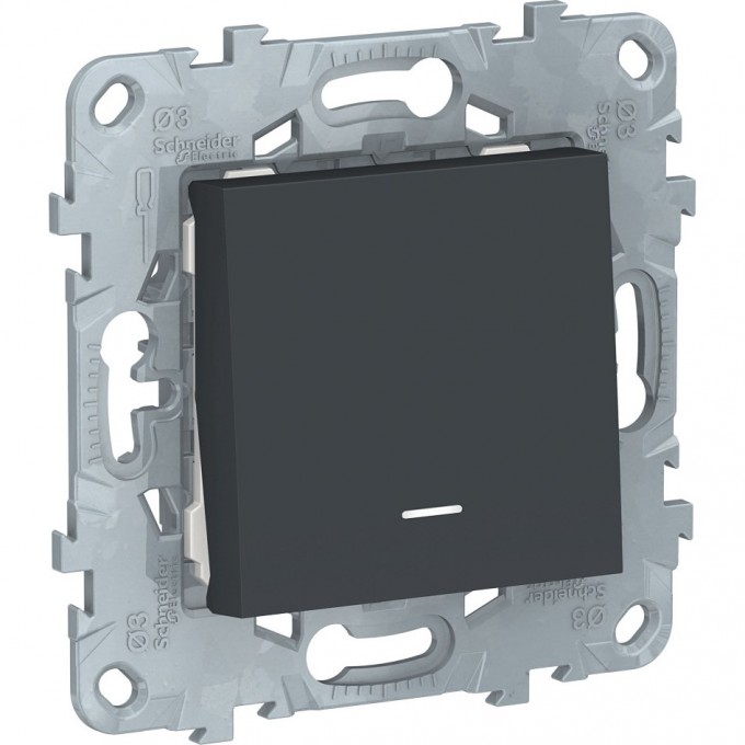 Выключатель 1-клавишный SCHNEIDER ELECTRIC UNICA NEW, кнопочный, с подсветкой, сх. 1а, 10A антрацит NU520654N Выключатель 1-клавишный SCHNEIDER ELECTRIC UNICA NEW, кнопочный, с подсветкой, сх. 1а, 10A антрацит NU520654N