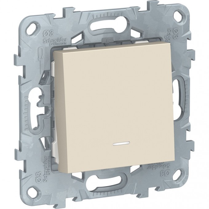Выключатель 1-клавишный SCHNEIDER ELECTRIC UNICA NEW, кнопочный, с подсветкой, сх. 1а, 10A бежевый NU520644N Выключатель 1-клавишный SCHNEIDER ELECTRIC UNICA NEW, кнопочный, с подсветкой, сх. 1а, 10A бежевый NU520644N