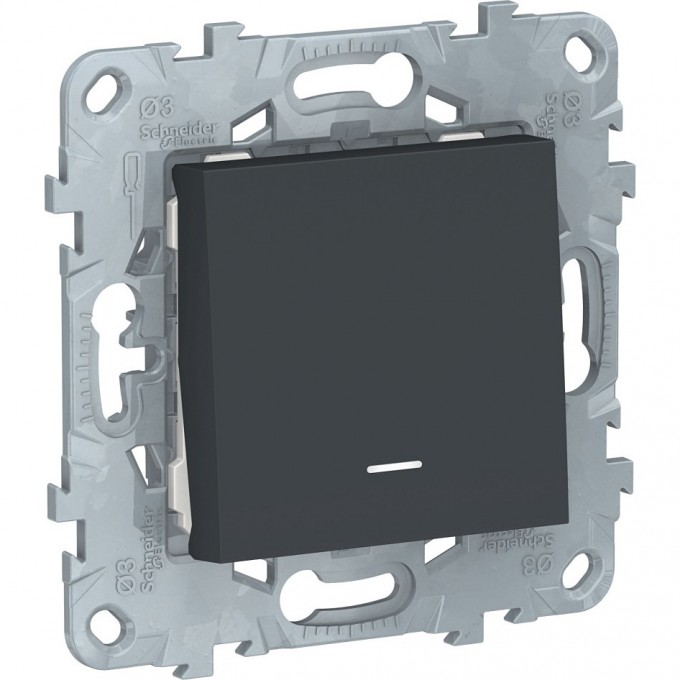 Выключатель 1-клавишный SCHNEIDER ELECTRIC UNICA NEW, с подсветкой, сх. 1а, антрацит NU520154N Выключатель 1-клавишный SCHNEIDER ELECTRIC UNICA NEW, с подсветкой, сх. 1а, антрацит NU520154N