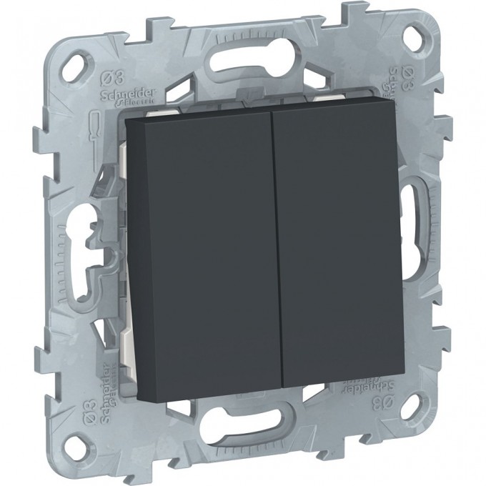 Выключатель 2-клавишный SCHNEIDER ELECTRIC UNICA NEW, сх. 5, антрацит NU521154 Выключатель 2-клавишный SCHNEIDER ELECTRIC UNICA NEW, сх. 5, антрацит NU521154
