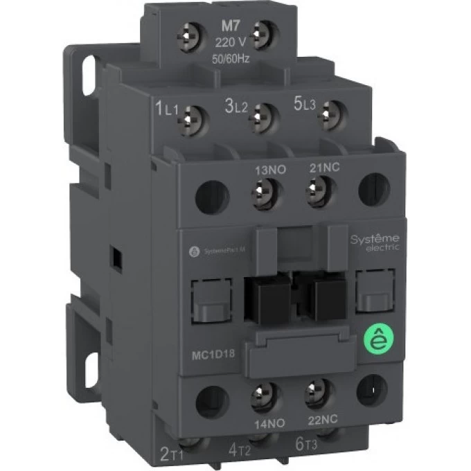 Контактор SCHNEIDER ELECTRIC SYSTEMEPACT M MC1D 3п 18А кат. 220В AC 1НО+1НЗ MC1D18M7 Контактор SCHNEIDER ELECTRIC SYSTEMEPACT M MC1D 3п 18А кат. 220В AC 1НО+1НЗ MC1D18M7