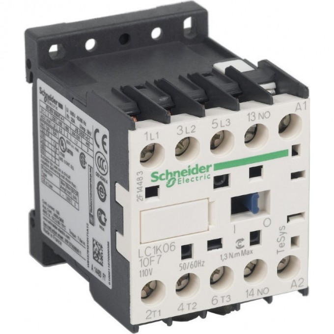 Контактор SCHNEIDER ELECTRIC TESYS K 3P,6 А,НО,110V 50/60 ГЦ, винтовой зажим LC1K0610F7 Контактор SCHNEIDER ELECTRIC TESYS K 3P,6 А,НО,110V 50/60 ГЦ, винтовой зажим LC1K0610F7