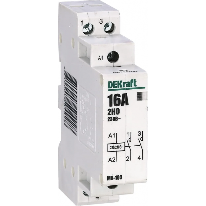 Модульный контактор DEKRAFT 2НО 20А 230В МК-103 18057DEK Модульный контактор DEKRAFT 2НО 20А 230В МК-103 18057DEK