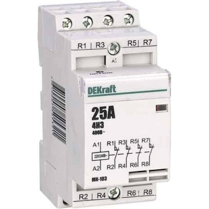Модульный контактор DEKRAFT 4НЗ 25А 230В МК-103 18070DEK Модульный контактор DEKRAFT 4НЗ 25А 230В МК-103 18070DEK