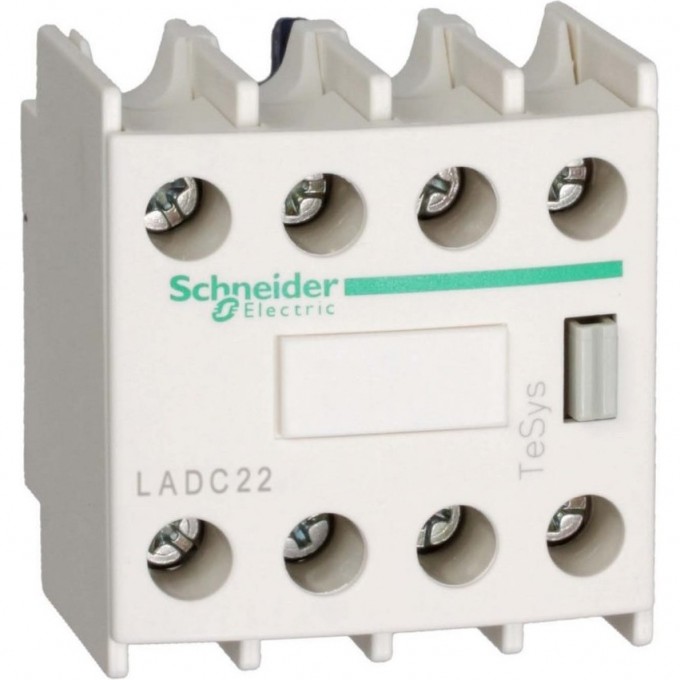 Дополнительный контактный блок SCHNEIDER ELECTRIC TESYS фронтальный монтаж, крепление с помощью винтовых зажимов 2НО+2НЗ LADC22 Дополнительный контактный блок SCHNEIDER ELECTRIC TESYS фронтальный монтаж, крепление с помощью винтовых зажимов 2НО+2НЗ LADC22