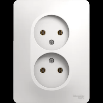 Розетка двойная SCHNEIDER ELECTRIC GLOSSA без заземления, в сборе, белый