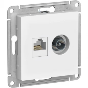 Розетка 2-местная SCHNEIDER ELECTRIC ATLASDESIGN ТВ + компьютерная RJ45 кат. 5Е, лотос