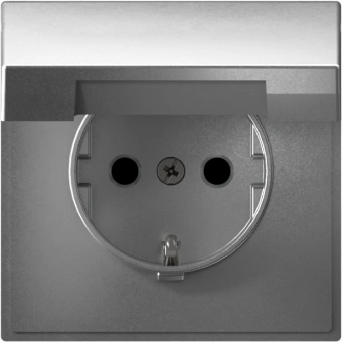 Розетка SCHNEIDER ELECTRIC ARTGALLERY 16А IP20 с заземлением, шторки, с крышкой, механизм, алюминий GAL000346