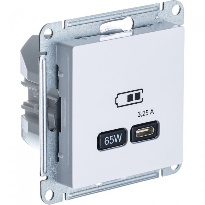 Розетка SCHNEIDER ELECTRIC ATLASDESIGN USB тип C 65Вт QC PD высокоскор. ЗУ механизм белая SE ATN000127 Розетка SCHNEIDER ELECTRIC ATLASDESIGN USB тип C 65Вт QC PD высокоскор. ЗУ механизм белая SE ATN000127
