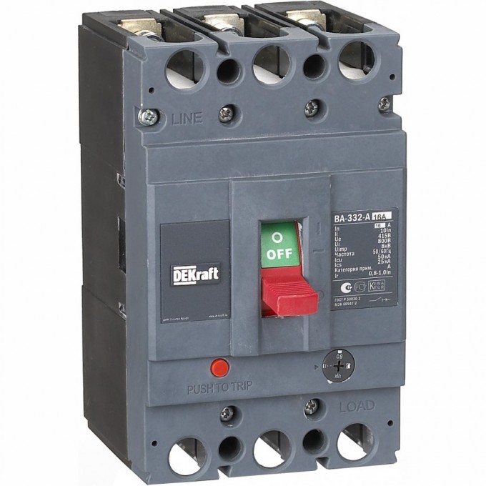 Силовой автоматический выключатель SCHNEIDER ELECTRIC DEKRAFT 3P 16А c Ir=12,8А-16А 50кА ВА-332 21130DEK Силовой автоматический выключатель SCHNEIDER ELECTRIC DEKRAFT 3P 16А c Ir=12,8А-16А 50кА ВА-332 21130DEK