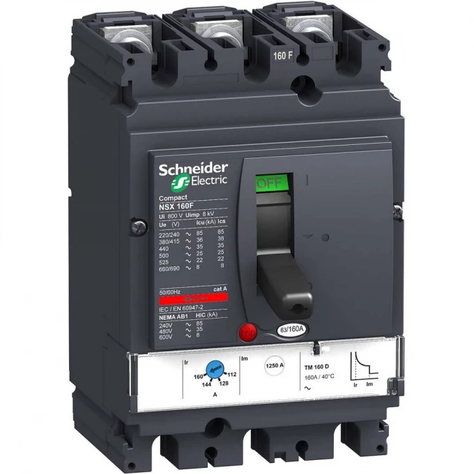 Автоматический выключатель 3П3Т SCHNEIDER ELECTRIC COMPACT TM160D NSX160F LV430630 Автоматический выключатель 3П3Т SCHNEIDER ELECTRIC COMPACT TM160D NSX160F LV430630