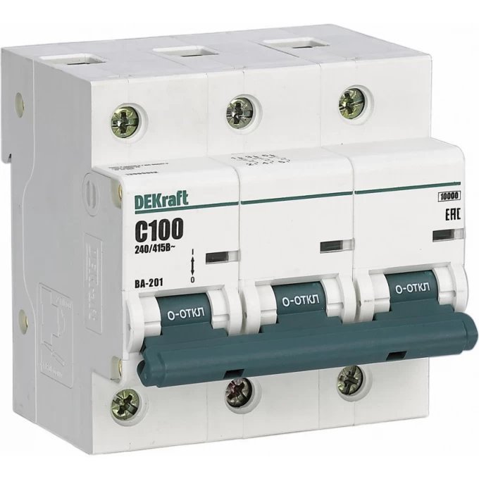 Автоматический выключатель SCHNEIDER ELECTRIC DEKRAFT 3Р 125А х-ка D ВА-201 10кА 13031DEK Автоматический выключатель SCHNEIDER ELECTRIC DEKRAFT 3Р 125А х-ка D ВА-201 10кА 13031DEK