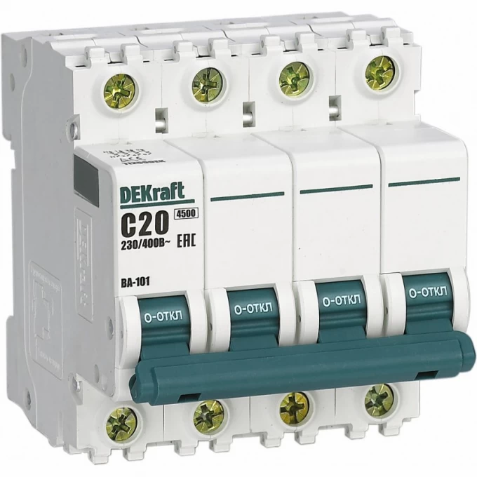 Автоматический выключатель SCHNEIDER ELECTRIC DEKRAFT 4Р 6А х-ка C ВА-101 4,5кА 11088DEK Автоматический выключатель SCHNEIDER ELECTRIC DEKRAFT 4Р 6А х-ка C ВА-101 4,5кА 11088DEK
