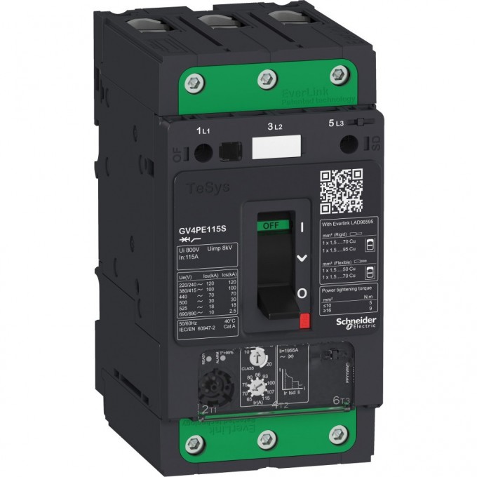 Автоматический выключатель SCHNEIDER ELECTRIC TESYS GV4PE с комбинированным расцепителем 50A 50kA ЗАЖИМ EVERLINK GV4PE50N Автоматический выключатель SCHNEIDER ELECTRIC TESYS GV4PE с комбинированным расцепителем 50A 50kA ЗАЖИМ EVERLINK GV4PE50N