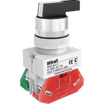 Переключатель DEKRAFT 3 положения правое и левое без фиксации, I-O-II, удлиненная ручка, 2Н