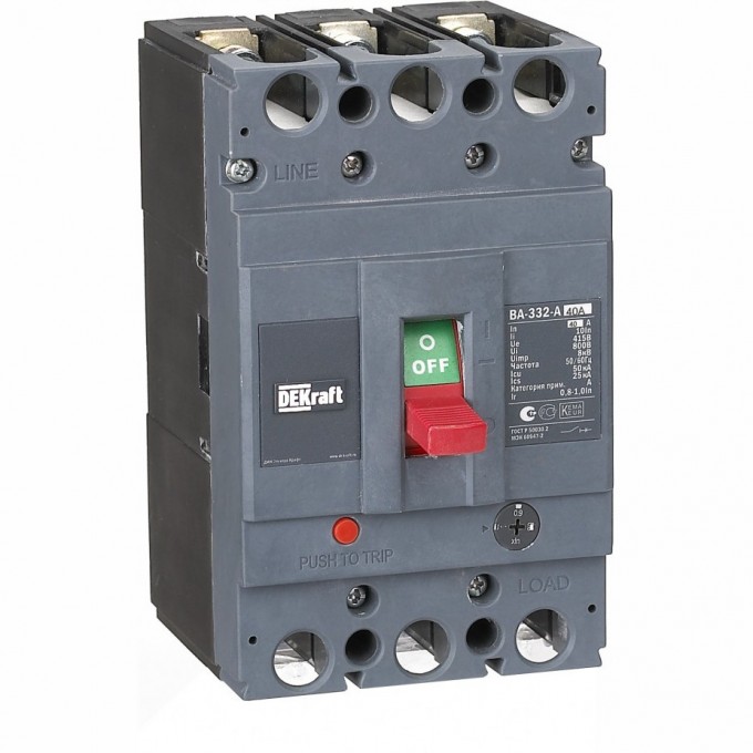 Силовой автоматический выключатель SCHNEIDER ELECTRIC DEKRAFT 3P 40А c Ir=32А-40А 50кА ВА-332 21132DEK Силовой автоматический выключатель SCHNEIDER ELECTRIC DEKRAFT 3P 40А c Ir=32А-40А 50кА ВА-332 21132DEK