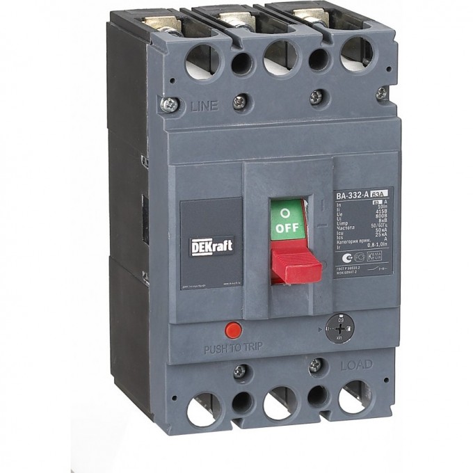 Силовой автоматический выключатель SCHNEIDER ELECTRIC DEKRAFT 3P 63А c Ir=50,4А-63А 50кА ВА-332 21133DEK Силовой автоматический выключатель SCHNEIDER ELECTRIC DEKRAFT 3P 63А c Ir=50,4А-63А 50кА ВА-332 21133DEK