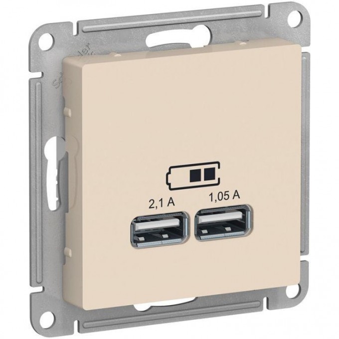 USB Розетка SCHNEIDER ELECTRIC ATLAS DESIGN тип A+C 5В/2.4А 2х5В/1.2А механизм, бежевый ATN000239 USB Розетка SCHNEIDER ELECTRIC ATLAS DESIGN тип A+C 5В/2.4А 2х5В/1.2А механизм, бежевый ATN000239