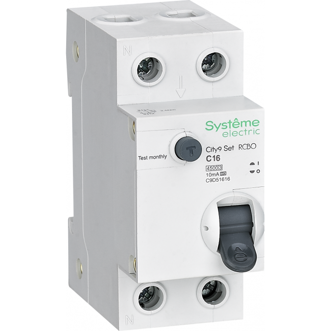 Выключатель автоматический SCHNEIDER ELECTRIC CITY9 SET дифференциального тока 2п (1P+N) C 16А 10мА тип A 4.5кА 230В C9D51616 Выключатель автоматический SCHNEIDER ELECTRIC CITY9 SET дифференциального тока 2п (1P+N) C 16А 10мА тип A 4.5кА 230В C9D51616