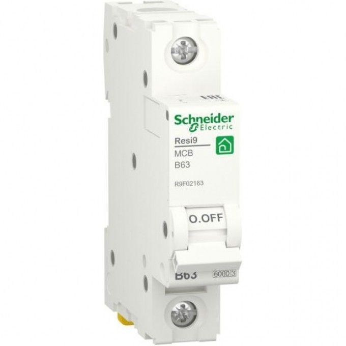 Выключатель автоматический SCHNEIDER ELECTRIC RESI9 модульный, 1п B 63А 6000А R9F02163 Выключатель автоматический SCHNEIDER ELECTRIC RESI9 модульный, 1п B 63А 6000А R9F02163