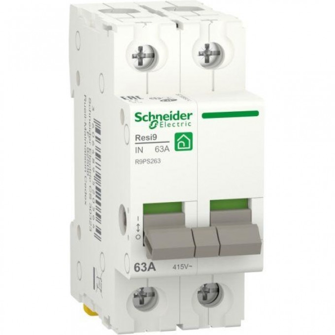 Выключатель нагрузки SCHNEIDER ELECTRIC RESI9 2п 63А (мод. рубильник) R9PS263 Выключатель нагрузки SCHNEIDER ELECTRIC RESI9 2п 63А (мод. рубильник) R9PS263
