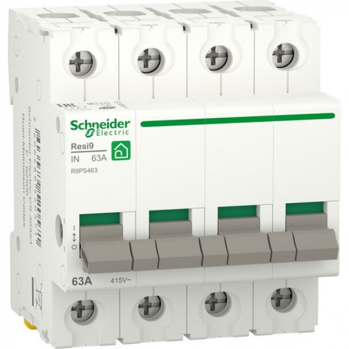 Выключатель нагрузки SCHNEIDER ELECTRIC RESI9 4п 63А (мод. рубильник) R9PS463 Выключатель нагрузки SCHNEIDER ELECTRIC RESI9 4п 63А (мод. рубильник) R9PS463
